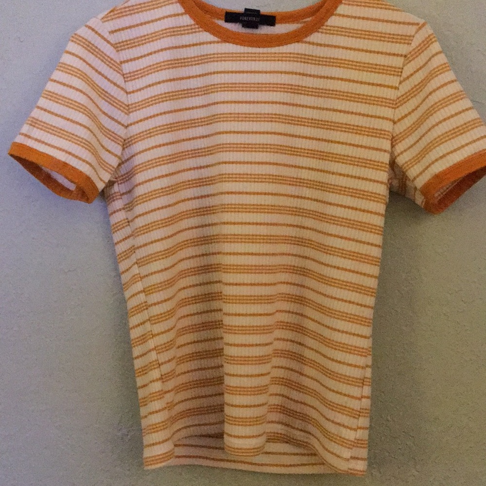 White and Yellow Striped Top